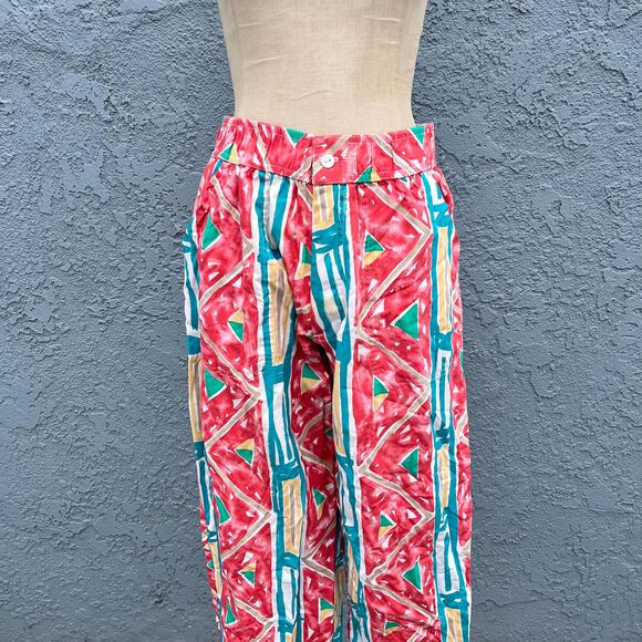 Vintage Surf Pants in medium with Abstract Neon Pattern Women beach surfer - Picture 4 of 7